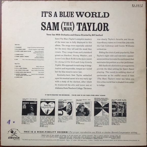 Sam The Man Taylor It's A Blue World Vinyl Lp '63 - Picture 6 of 7